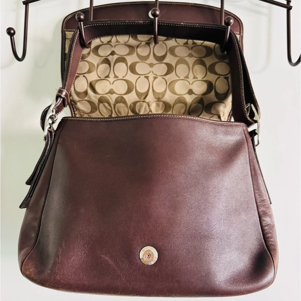 Vintage Coach Patricia Legacy Brown Leather Flap Crossbody Bag